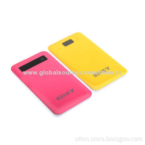 Colorful 5,000mAh Ultra-thin Power Banks for Mobile Phones/iPhone/iPad/Samsung, Free Sample and Logo